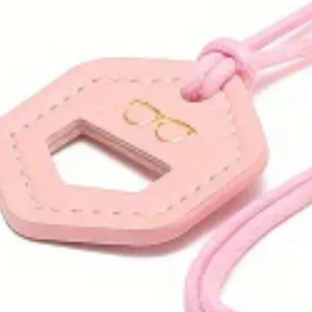 Eyeglass Necklace Faux Leather  Holder Pink